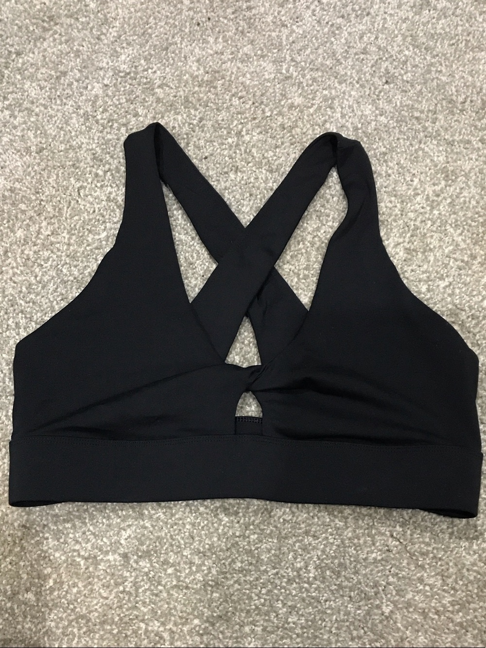 Fabletics Black Cross-Back Sports Bra with Front Keyhole